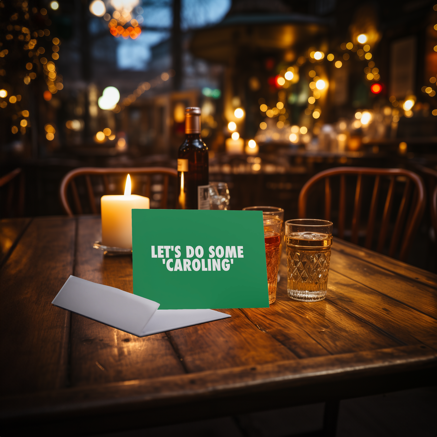 CAROLING UNDER THE SHEETS Holiday Cards (Two-sided)
