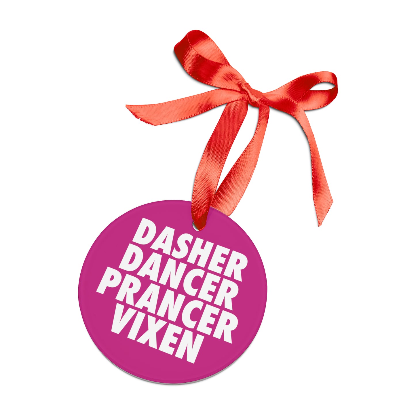 DASHER AND FRIENDS Acrylic Ornament with Ribbon